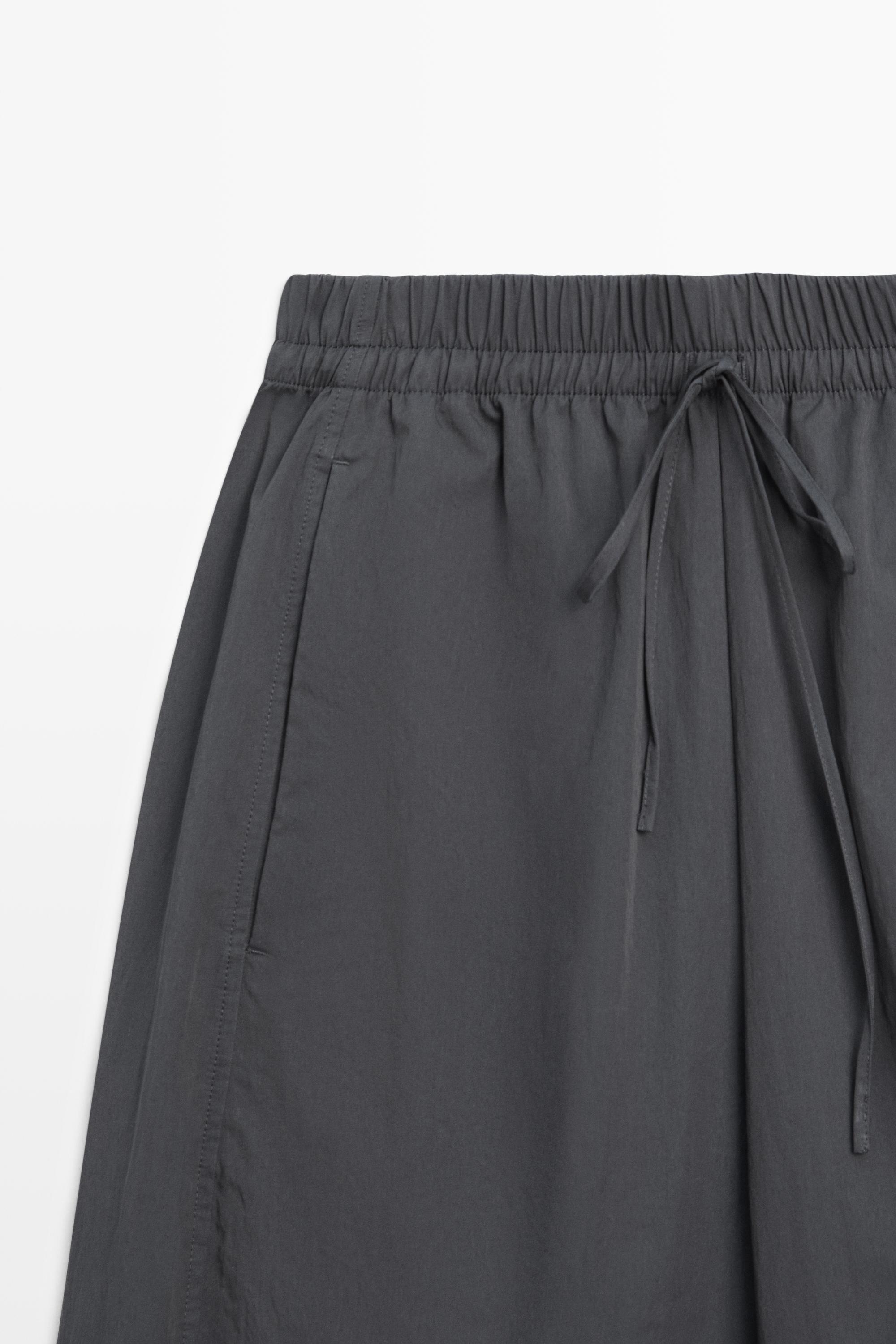 Cropped technical barrel fit pants